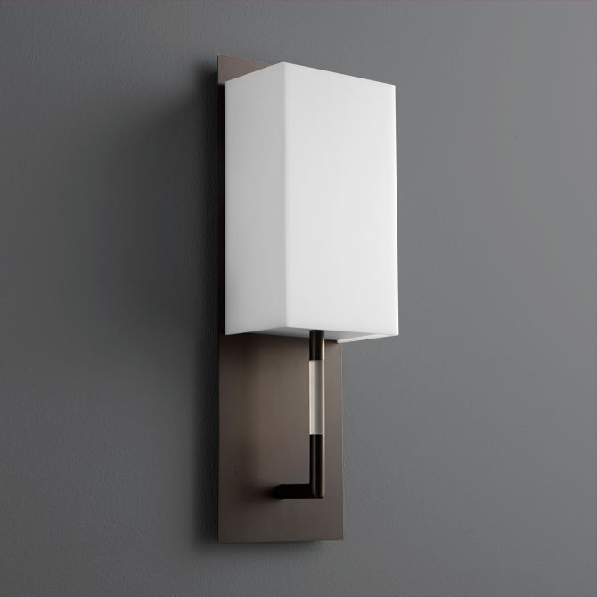 Applique murale à bras 1 lumière Mantra, Bronze huilé, Blanc mat