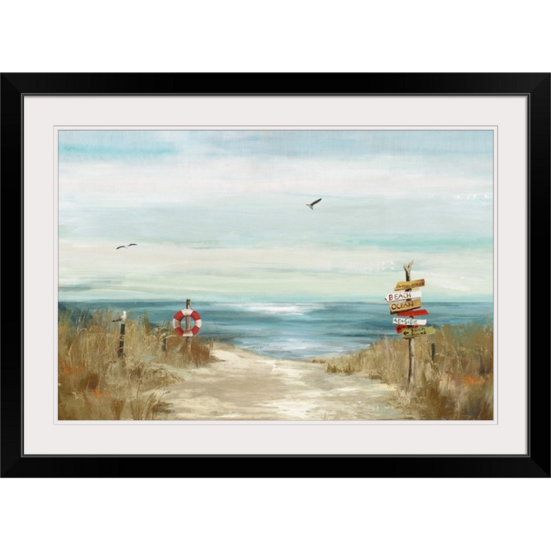 «Beach Bird», reproduction d'art, Cadre noir, H 32 po x l 44 po x P 1 po