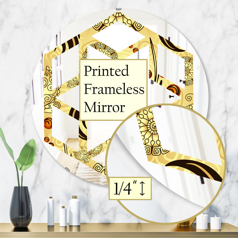 Miroir mural à motif éclectique sans cadre, 31,5 po x 31,5 po