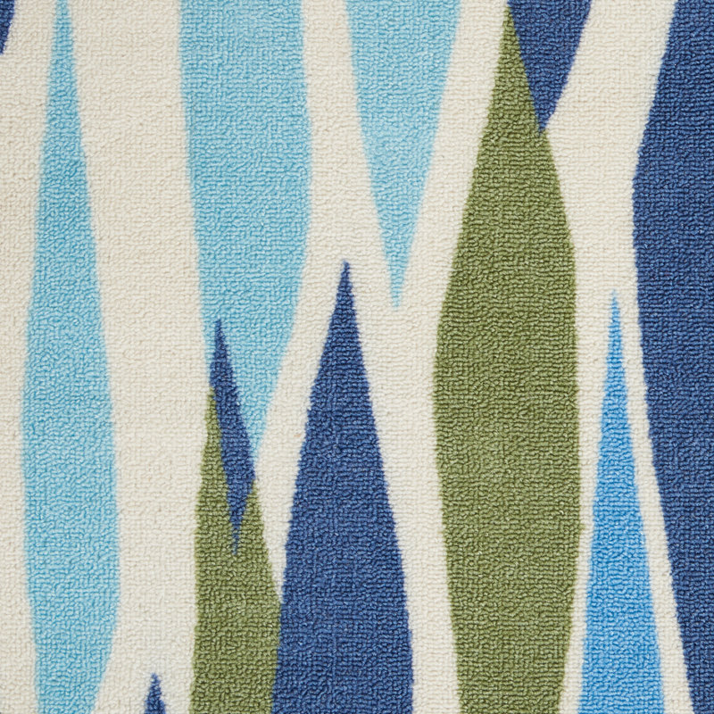 Tapis abstrait bleu d'intérieur / extérieur Longwell, Carré 5 pi 3 po