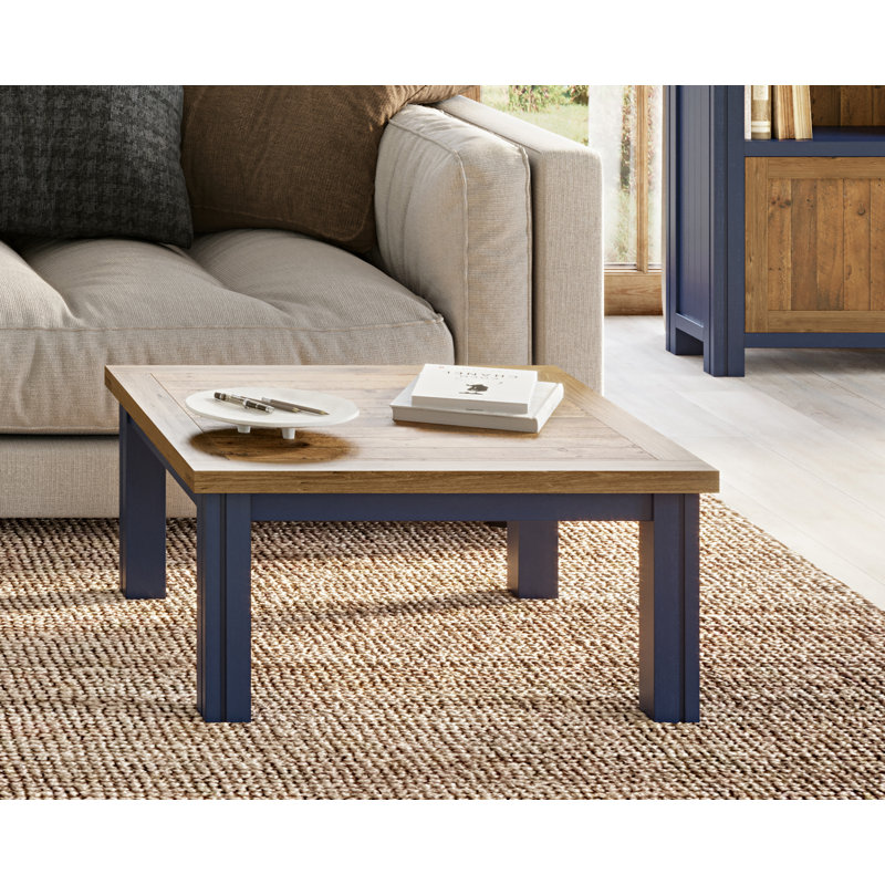 Kamakou Solid Wood Legs Coffee Table, Black, Oak