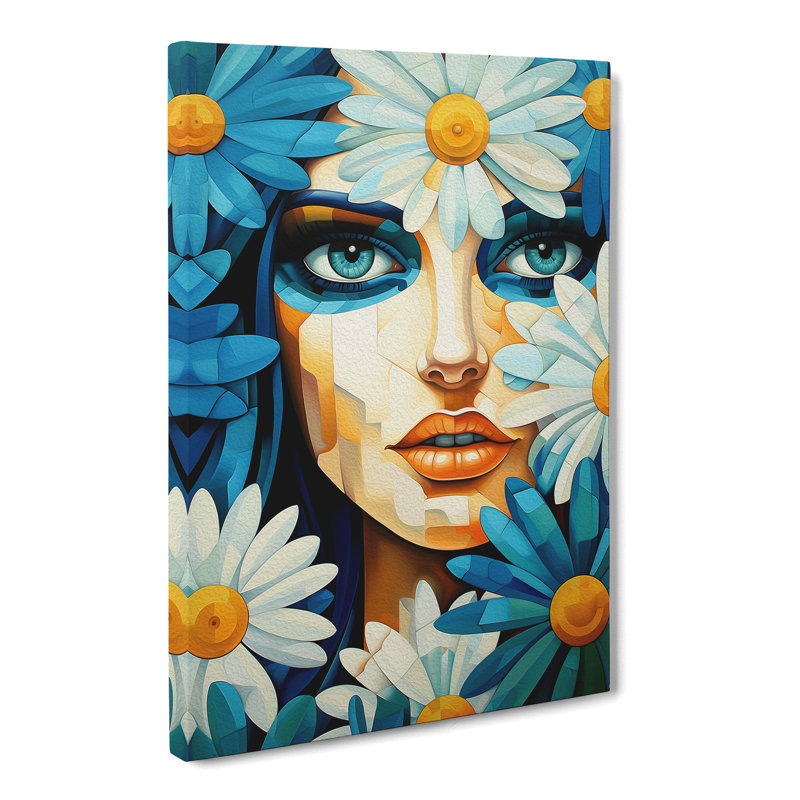 Daisy Cubism - Wrapped Canvas Print