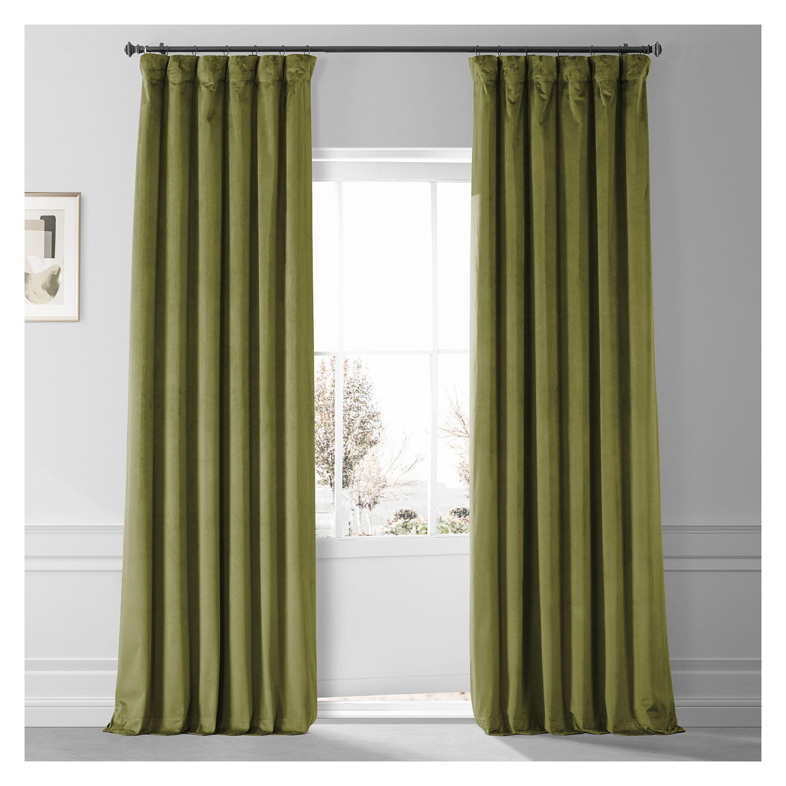 Loria Plush Velvet 100% Blackout Curtains For Bedroom, Living Room - Single Panel, 50" W x 96" L, Jalapeno Green