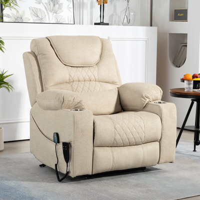 Oversized Lift Chair Lay Flat 74.2" Length, Large Power Lift Recliner For Elderly, Extra Wide Heated Massage Chair For Big And Tall In 25" Seat Width, 400 Lbs