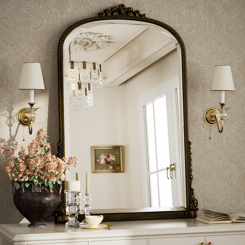 Miroir mural Fleur De Lis Living,  Bronze antique, 40 po x 28 po