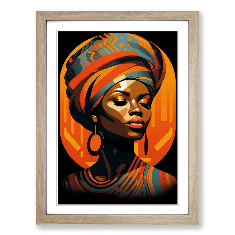 African Woman Op - Framed Print, Oak Framed, 34cm H x 25cm W x 2cm D