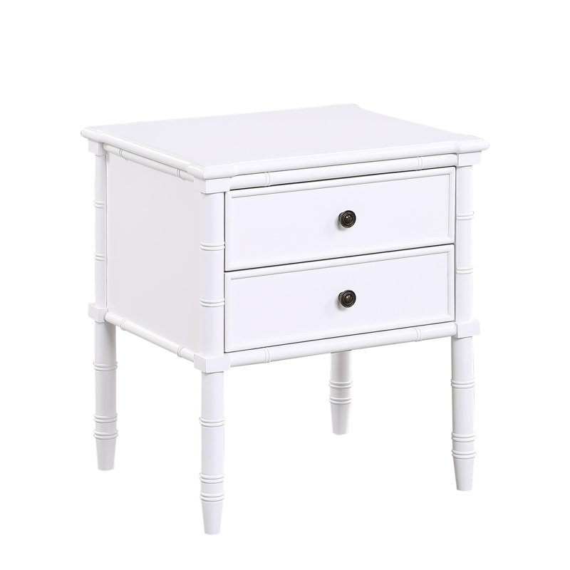 Table de chevet 2 tiroirs Emmett, Blanc