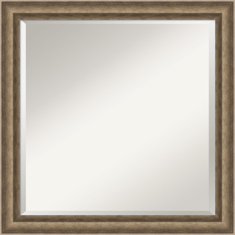 Earmon Solid Wood Wall Mirror, 23.25" x 23.25", Square, Bronze