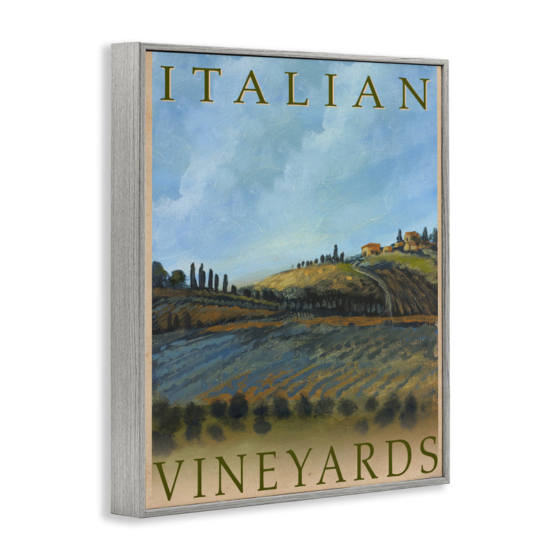 «Italian Vineyard», affiche rétro encadrée par Kingsley, H 20 po x l 16 po, Estampe numérique Farmhouse