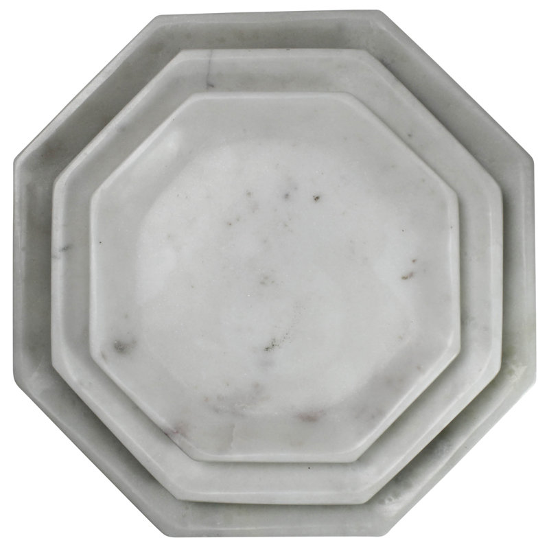 Small White Marble Octagon Appetizer Plate, 8-Inch