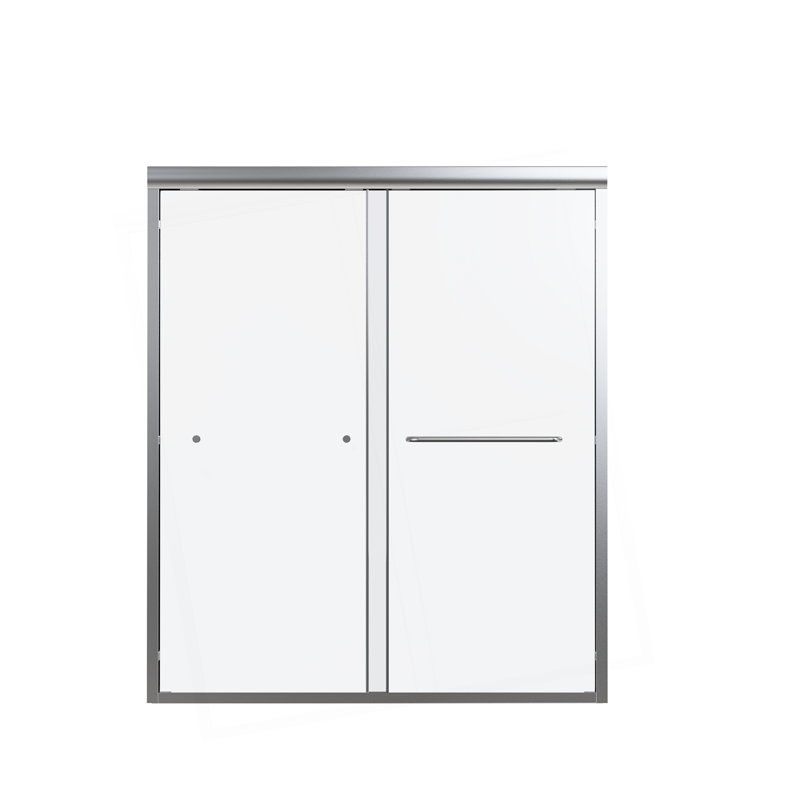 56"-60"W*70" H Semi-Frameless Double Sliding Shower Door, Bypass Shower Door, 1/4" (6Mm) Thick SGCC Tempered Glass Door