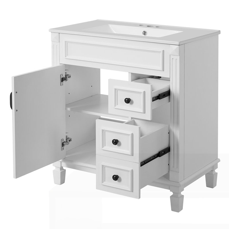 Meuble-lavabo 30 po avec lavabo en céramique, Blanc