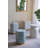 15x13x18.5" Hexagonal Accent Table with Blue Capiz Design and Gold Base