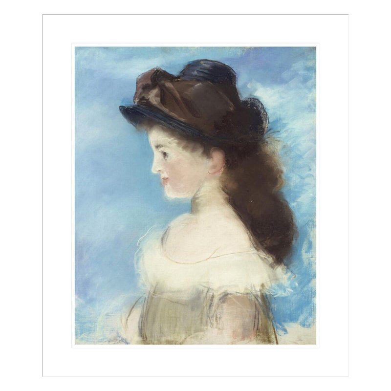 Portrait de Mademoiselle Hecht coiffé d'un chapeau vu de profil par Édrede Manet - Impression Giclée encadrée