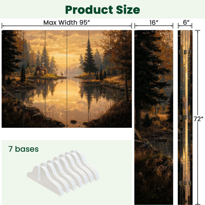 6 panneaux paravent pliant Royal Deer Autumn Rustic Forest Cabin Wildlife, 6, H 71 po x l 96 po x P 1 po