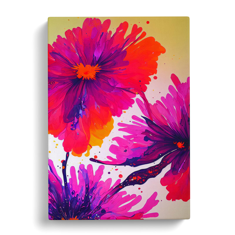 Carnation Flower Splatter Vol.2 - Wrapped Canvas, 50cm H x 35cm W x 3cm D