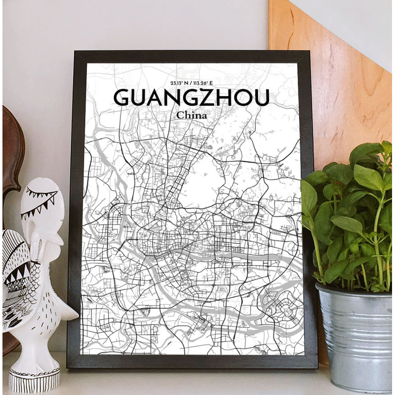 Guangzhou City Map - No Frame Print, 91.4cm H x 61cm W x 0.13cm D