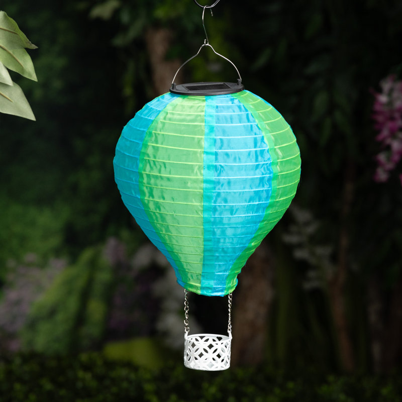 Montgolfière solaire 13 "avec lumières DEL flamme, Vert