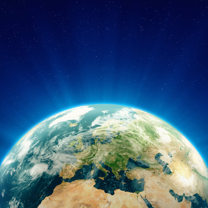 Glowing Blue Earth Europe by Imaginima - No Frame Art Prints on Canvas, 30cm H x 30cm W