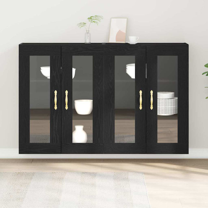 Wall Mounted Cabinets 2 Pcs 69,5X34x90 Cm Engineered Wood, Black Oak