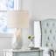 23 po. Cristal de céramique blanche moderne pour chambre à coucher, salon, table de chevet, table de chevet, lampes de table simples avec abat-jour tambour en lin-2068342409