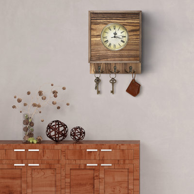 Wooden Wall Clock Vintage Square Design, Silent Analog Clock For Entryway, Hallway, Or Mudroom