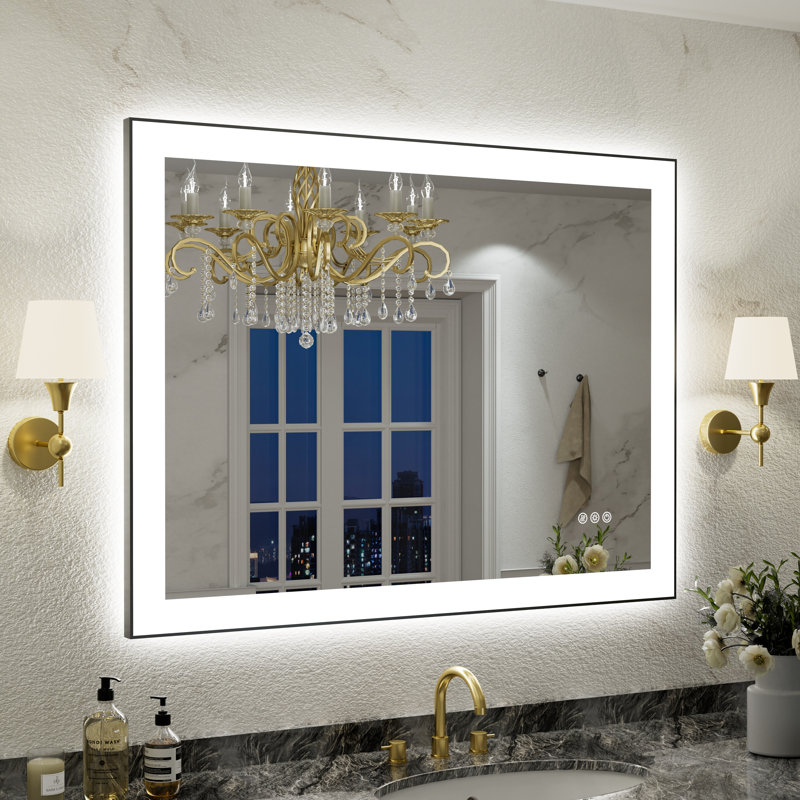 UL Certified Front & Back LED Bathroom Vanity Mirror – Anti-Fog, Tempered Glass, Black Aluminum Frame, 40"H x 30"W