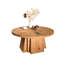 Table basse ronde en bois massif rétro Burlywood