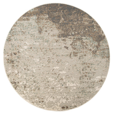 Tapis rond bleu / beige à performance abstraite durable Nemohe