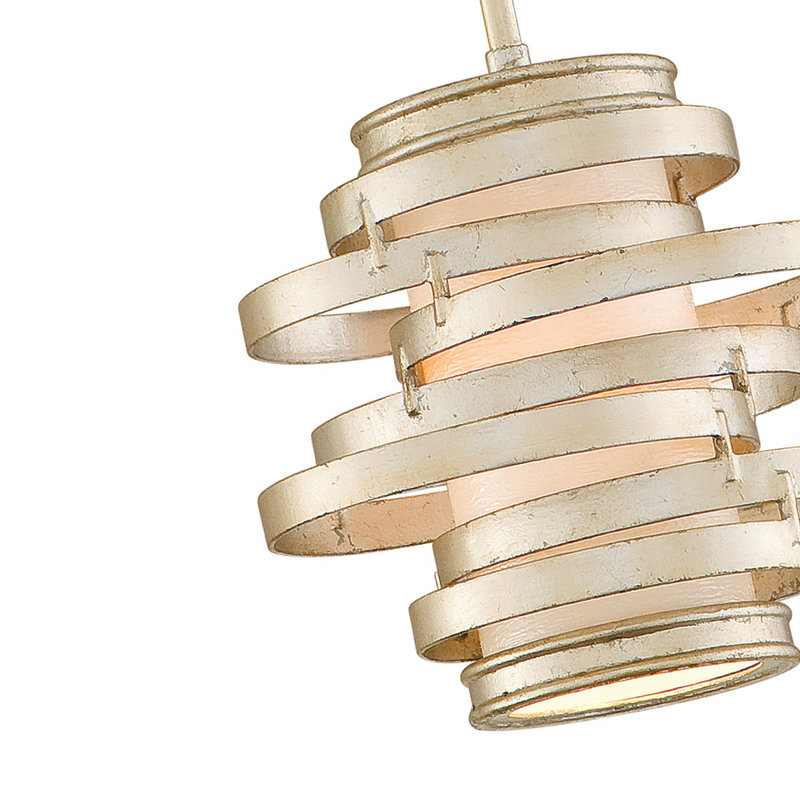 Vertigo 1 - Light Unique Geometric Pendant, Warm Silver Leaf, Citrine Ice