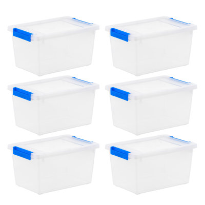 IRIS 4.3 Qt. Plastic Storage Bins With Lids, Clear Containers, Latching Totes 6 Pack
