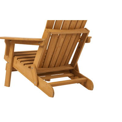 Wooden Folding Adirondack Chair With Ottoman - Pre-Assembled, For Outdoor Use