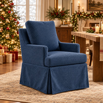 Fauteuil de salle à manger rembourré avec roulettes amovibles Vonnie, siège rembourré en tissu de lin, structure en métal, capacité de 350 lb, ensemble de 1
