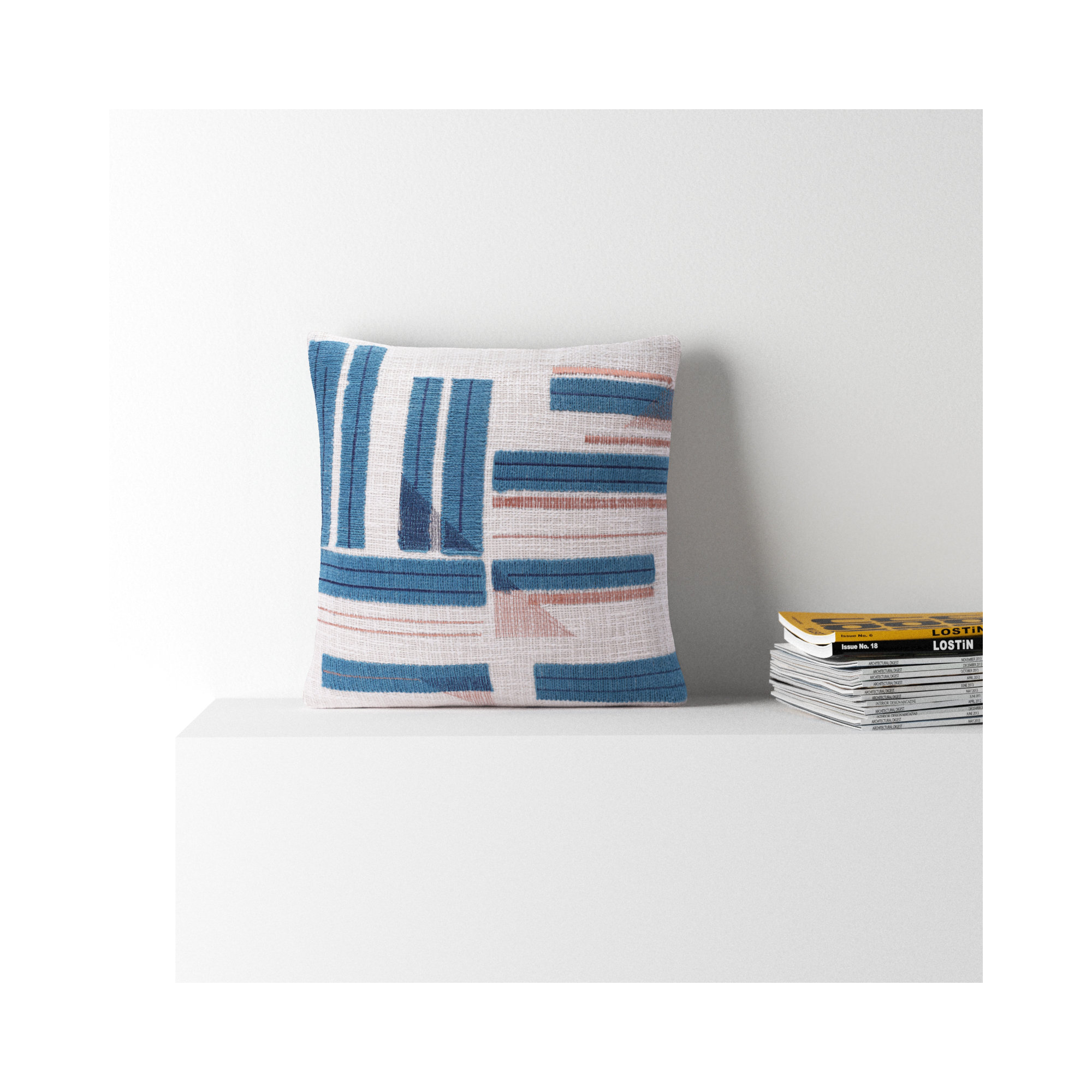 Malachy 20" Cotton Throw Pillow, Polyester, Blue