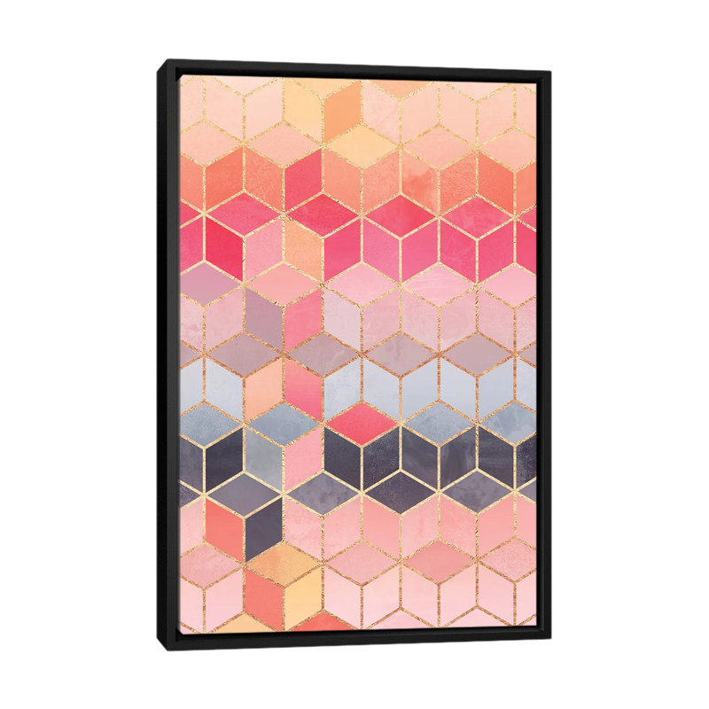 " Happy Cubes " by Elisabeth Fredriksson, 26" H x 18" W x 1.5" D, Black Framed Canvas, No Mat