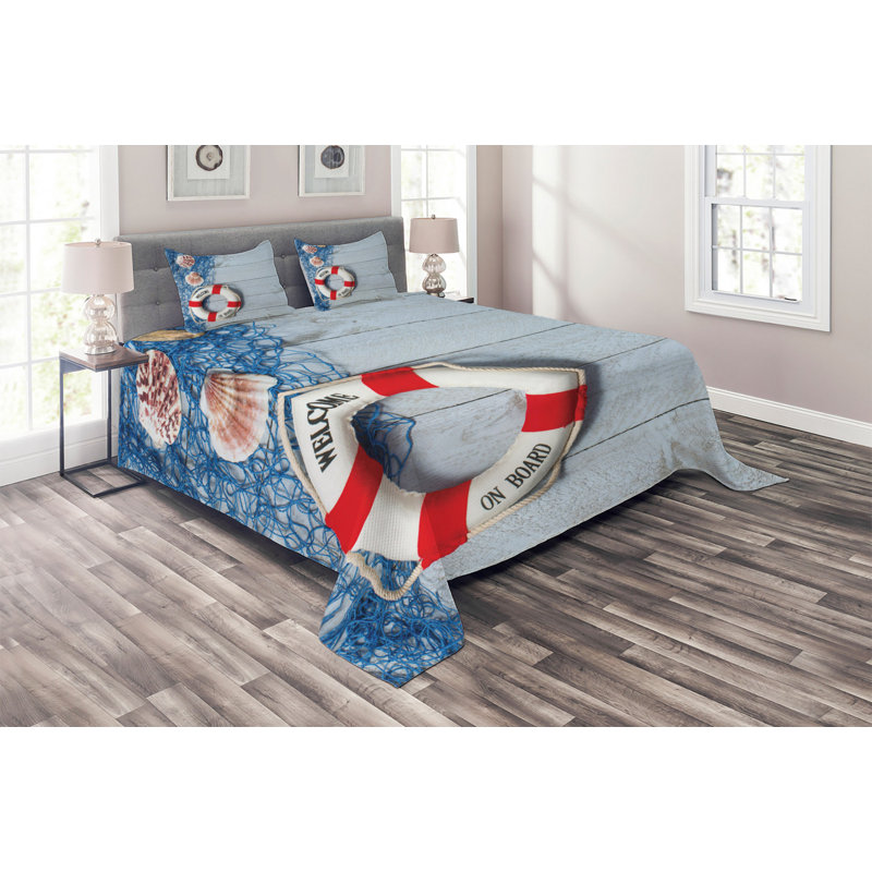Buoy Polyester Coverlet, King Bedspread + 2 Shams