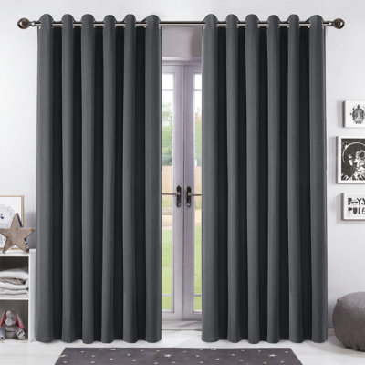 Aspire Homeware Linen 100% Blackout Curtain Pair for Maximum Privacy and Light Control