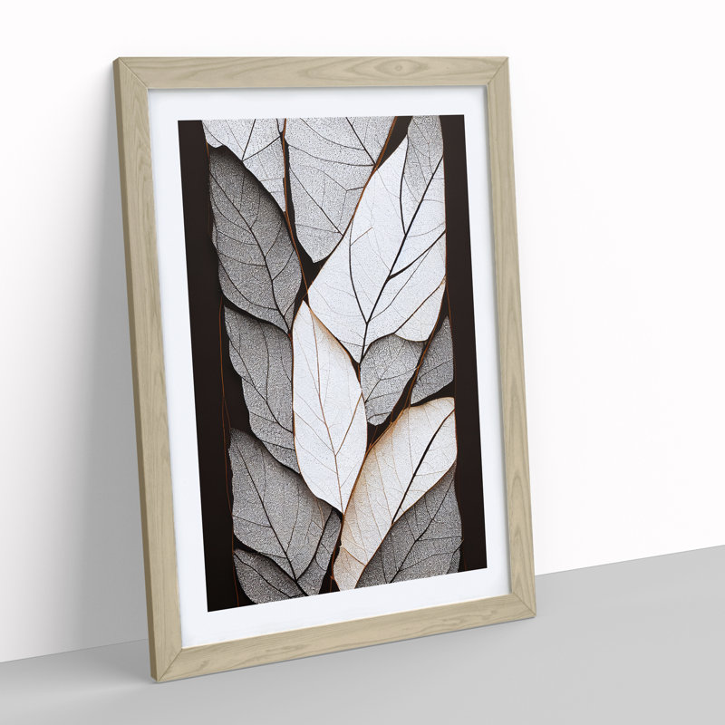 Cracked Leaves Abstract - Single Picture Frame Painting, 64cm H x 46cm W x 2cm D, Oak Framed