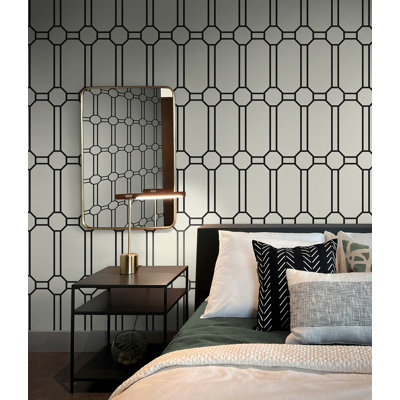 Seabrook Designs Metallic Parvin Lattice Unpasted Wallpaper