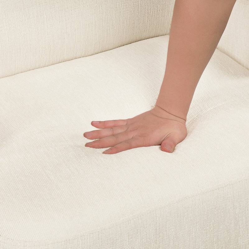Fauteuil à oreilles beige - tissu chenille, contreplaqué, revêtement de siège de salon élégant et essentiel, base en contreplaqué