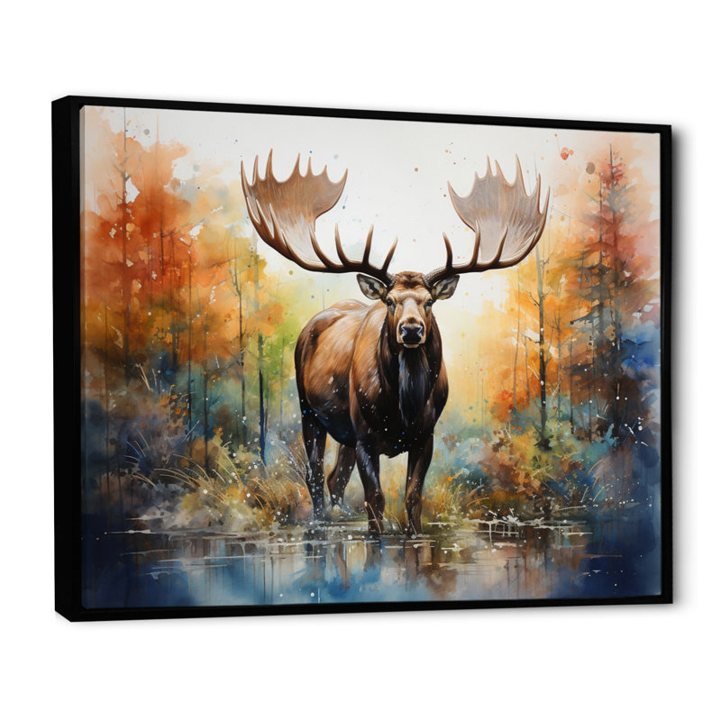 Bernardette Colorful Moose Majestic Pointillism, reproduction d'art sur toile, H 12 po x l 20 po x P 1 po