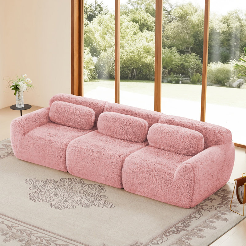 Canapé modulaire ergonomique doux et moelleux 39D, 3 sièges, Rose
