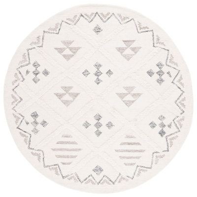 Azaruddin Hand Tufted Wool/Cotton Geometric Rug in Ivory/Black