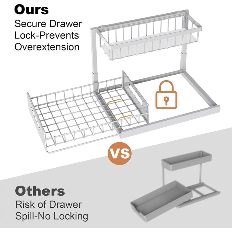 Pull Out Under Sink Organizer and Sliding Cabinet Storage Rack