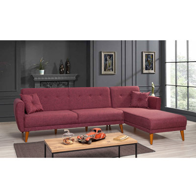 109.06" Wide Linen Sleeper Sofa & Chaise