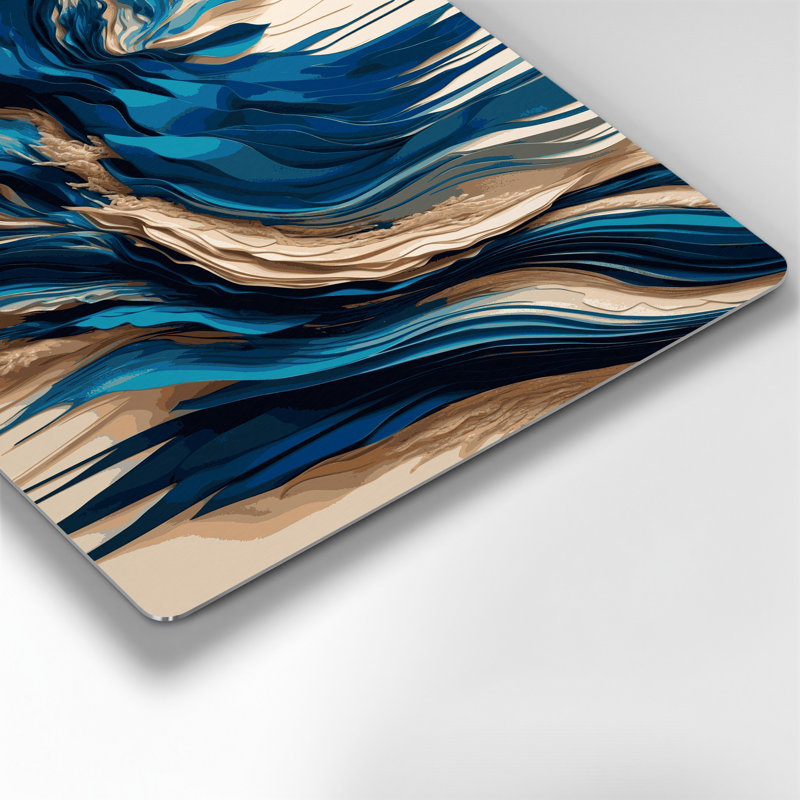 Paysage abstrait 30, art mural en métal bleu, H 12 po x l 18 po