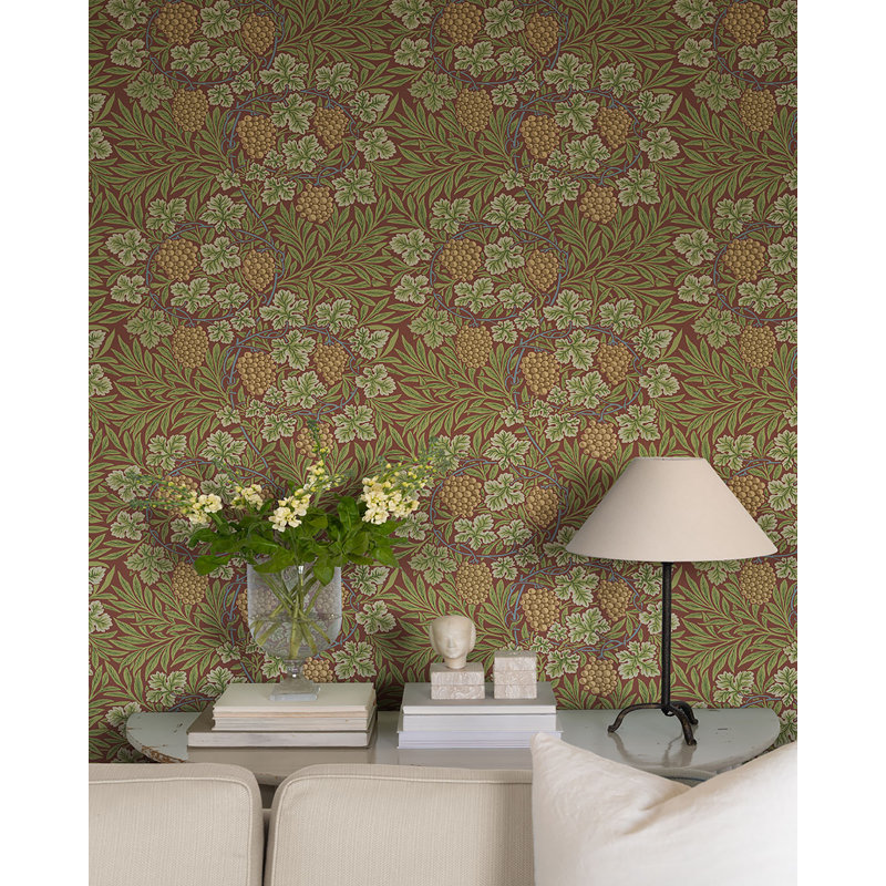 Vine Floral Wallpaper Roll, Ruby