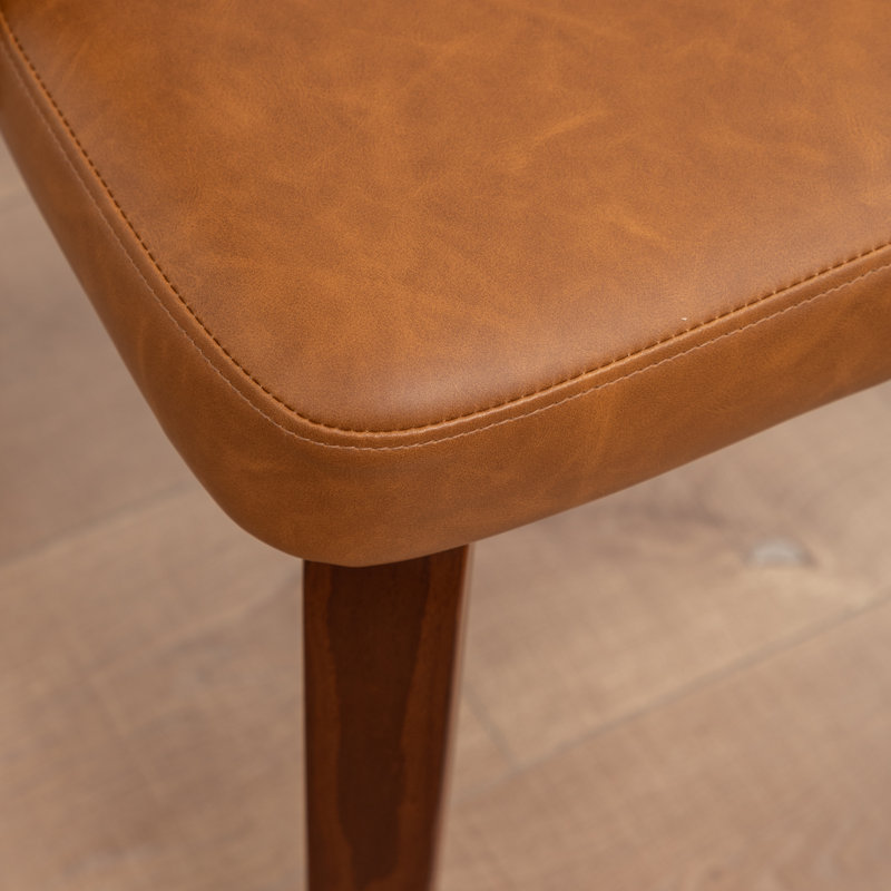 Chaise de salle à manger rembourrée en similicuir Devault, Brun