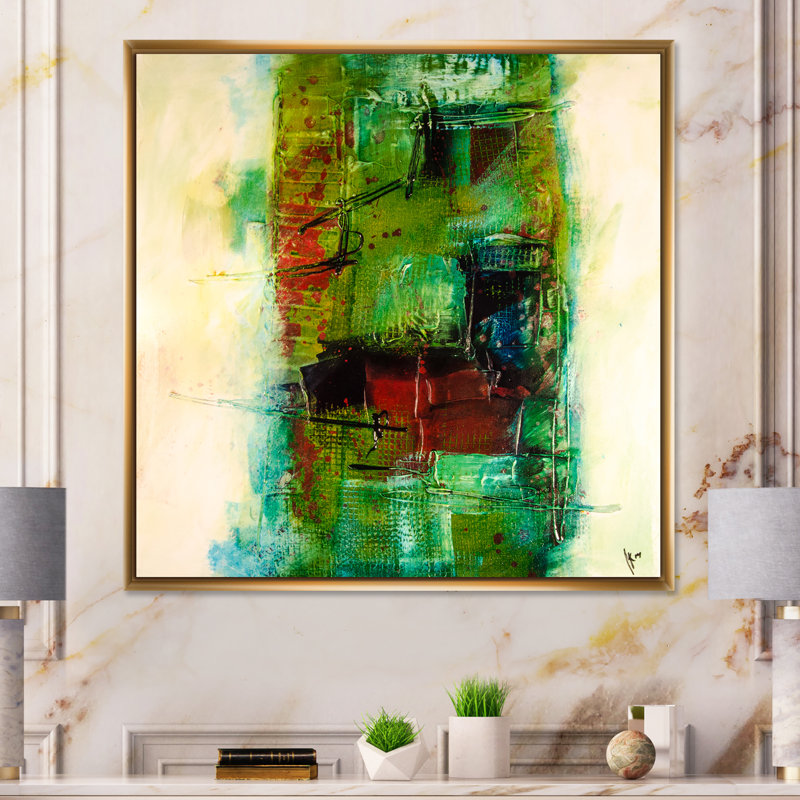 «Modern Energetic Color Dance», reproduction d'art moderne sur bois, H 16 po x l 16 po x P 1 po, Cadre flottant doré