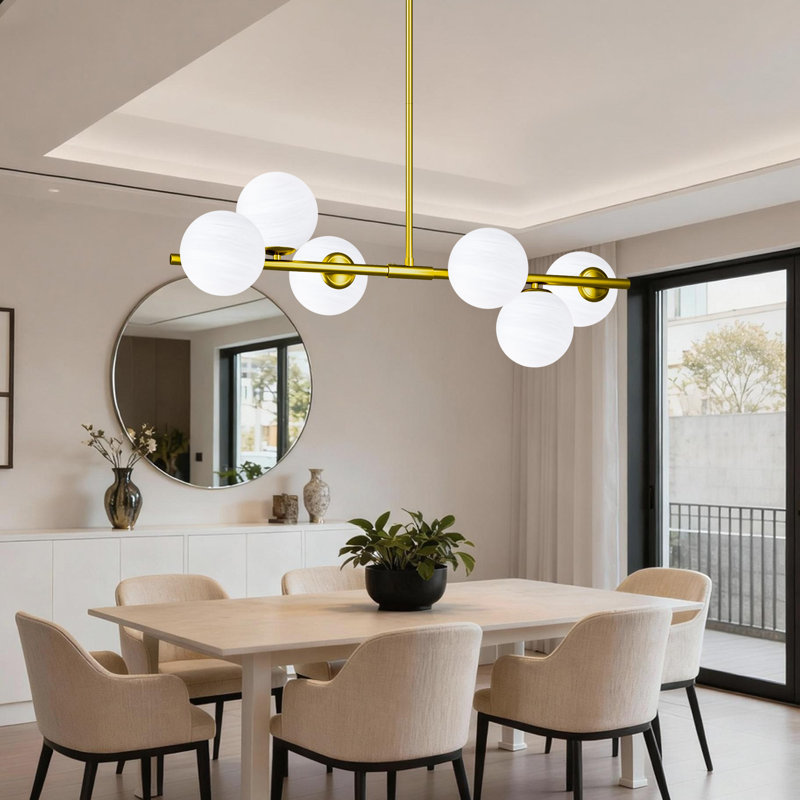 Lio Wrought Iron 6-Light Chandelier, Laiton électroplaqué